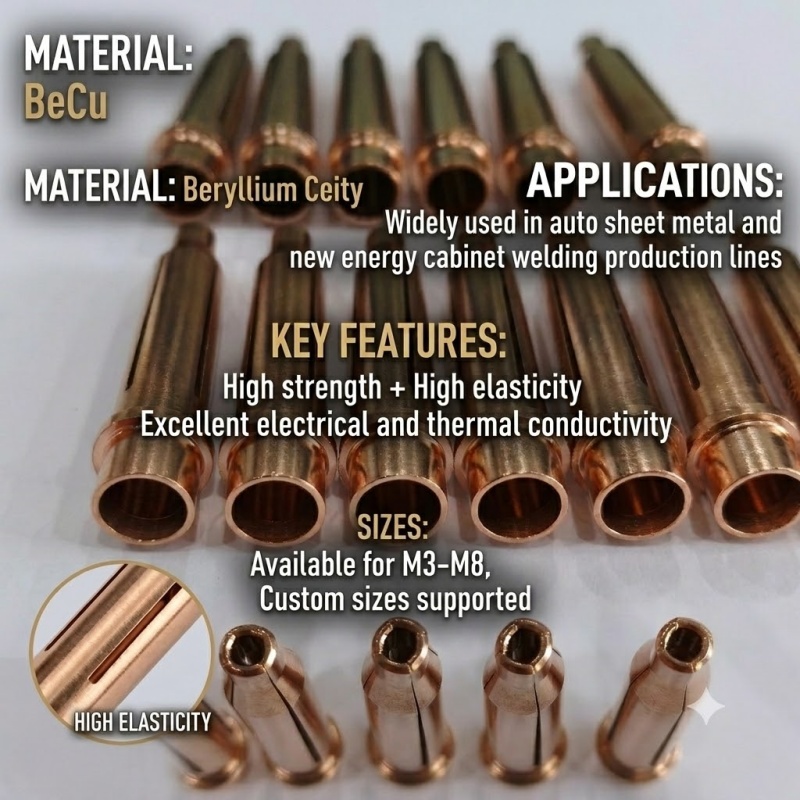 Stud Welding Spare Parts Custom BeCu ( Beryllium Copper ) Stud Welding Collets - Image 3