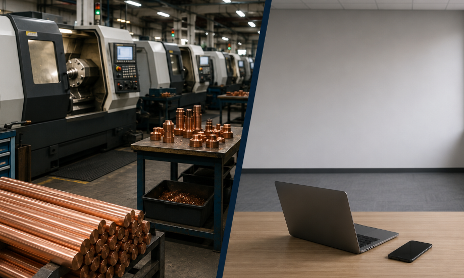Real welding parts factory workshop versus trading company office comparison