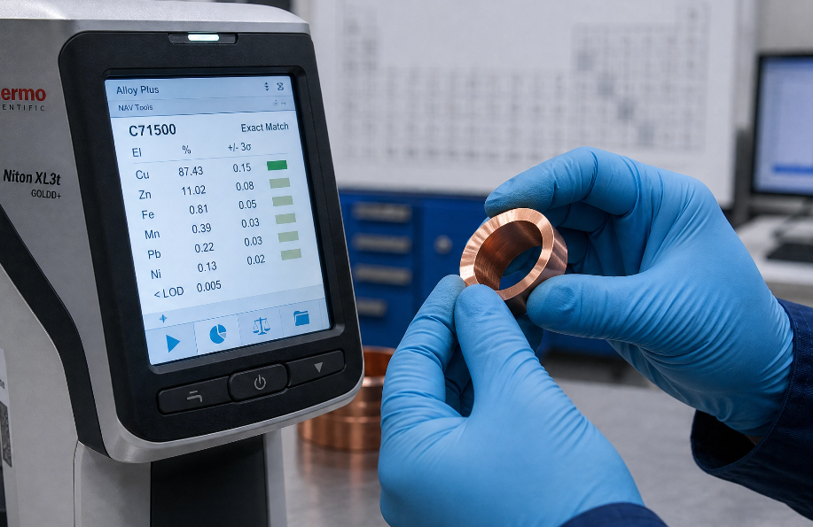 Verifying CuCrZr copper alloy composition in a quality control lab
