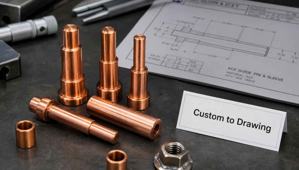 KCF guide pins and sleeves with weld nut and automaker drawing custom to drawing