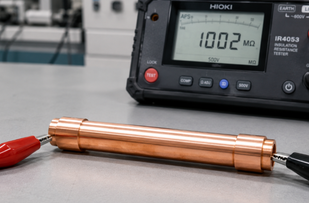 KCF guide pin connected to digital insulation resistance tester megohmmeter