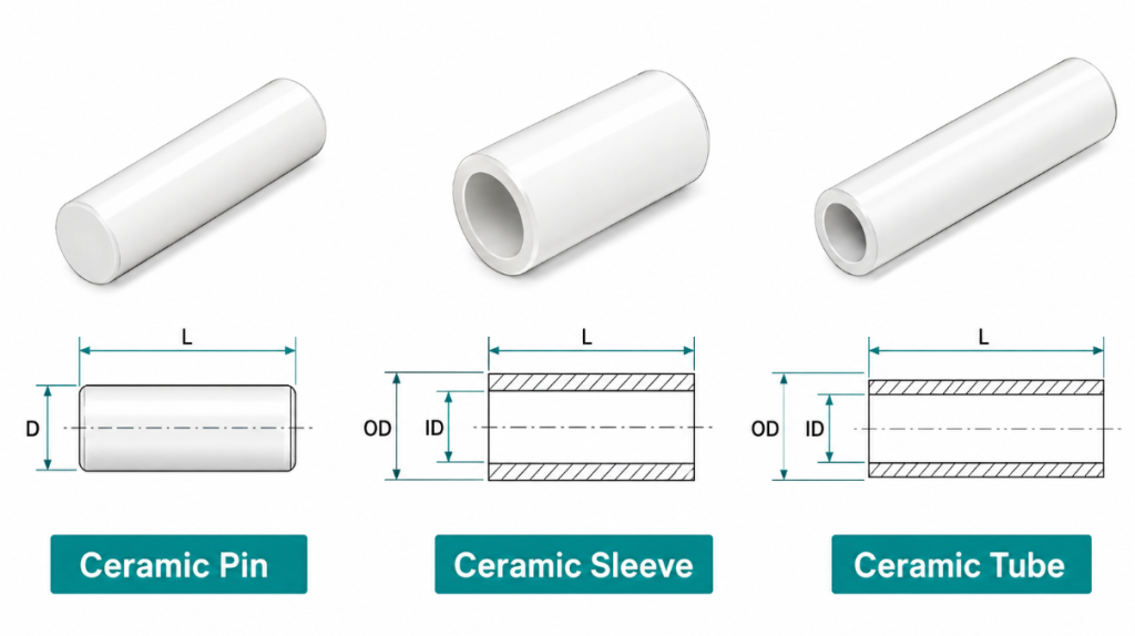 ceramic locating part types pin sleeve tube