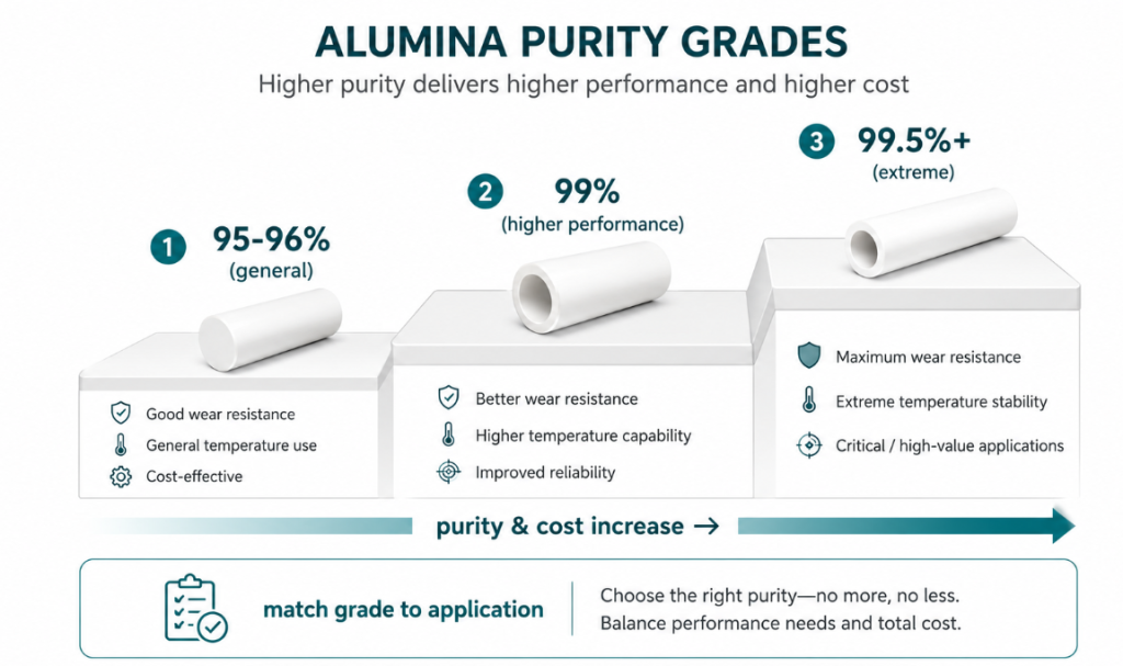 alumina purity grades 95 to 99.5 percent by application