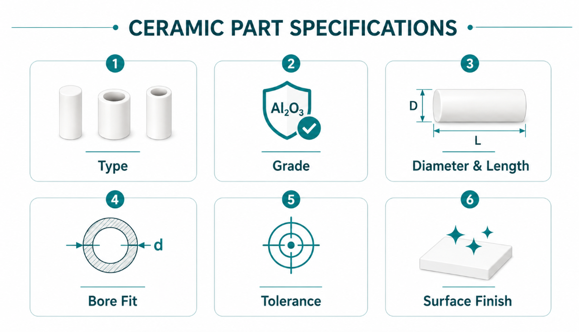 ceramic part specification checklist type grade dimensions tolerance finish